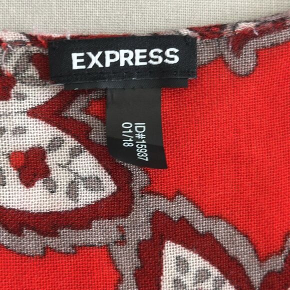 Express Women’s Floral Print Striped Slip-On Draped Shawl Boho Red Blue Size OS - Picture 7 of 7